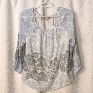 Blue, white, and black dress shirt.